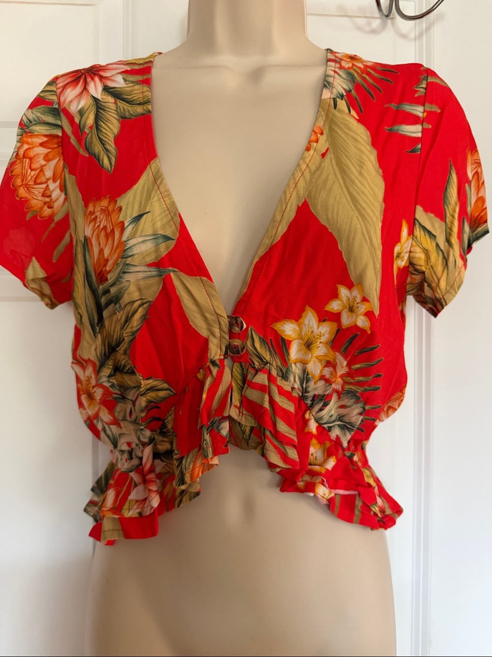 Bananamoon Red Tropical coverup Top